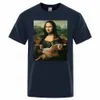 Rolig ma lisa och katt tryckt t-shirt för män sommarstång t-skjorta lösa andningsbara kläder o-hals fi casual korta tees r4i1#