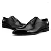 Dress Shoes Quality Black / Brown Tan Oxfords Wedding Mens Groom Genuine Leather Business Male Social
