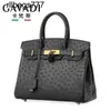 Leather Bk Handbag Ostrich Genuine Designer Crocodile Handmade 2024 High Capacity Luxury Lock with Logo