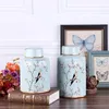 Vaser retro keramik vasblommor och fåglar handgjorda med täckförvaring burk blomma arrangemang tillbehör hem dekoration