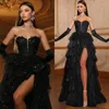 Fabulous black a line prom dress sweetheart sequins tiered skirt formal evening dresses elegant thigh split dresses for special occasions floor length party gowns