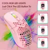 Myszy orzerhome rgb podwójny tryb miodu bezprzewodowe ładowanie myszy do ładowania myszy USB 2,4 GHz myszy do komputera PC Pink Gaming Mouse