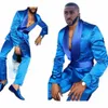 Blue Suits For Men Full Set Elegant Blazer Luxury 2 Piece Jacket Pants Slim Fit Prom Party Outfits Costume Homme Terno Clothing J2G6#