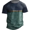 Vintage T-shirt dla mężczyzn w paski z nadrukiem T-shirt Patchwork Pullover Summer Szybki sucha odzież męska