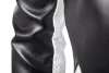 Nuovi Uomini Del Collare Del Basamento Nero Bianco Colore Corrispondenza Giacca di Pelle Casual Fi Racing Abbigliamento PU Giacca di Pelle Plus Size 5XL 55Ya #