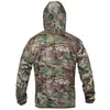 Taktische Kapuzen-Camo-Haut-Mantel-Männer im Freien gespleißte atmungsaktive leichte Windjacke Outwear Militärische schnell trocknende Kletterjacken S4Xt #