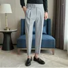 brand Clothing Men Spring Autumn High Quality Busin Suit Trousers/Male Slim Fit Casual High Waist Office Dr Pants 36-29 f025#