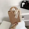 Çanta Kadınlar Retro Dokuma Omuz Crossbody Bags Plaj Moda Küçük Yay Saman Çantaları