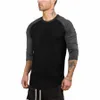 mens Casual Sports T-Shirts Stylish Color Ctrast O-Neck Lg Sleeve T-Shirt Spring Skinny Exercise Tee Tops Casual Daily Wear s0rn#