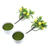 Decorative Flowers 2 Pcs Potted Plant Artificial Green Plants Office Fake Tree Plastic Kitchen Decor