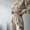 Kadın Hoodies Kış İki Parça Seti Fleece Hoodie Pant Y2K Sweatshirt Pantolon Spor Giyim Egzersizleri Kadınlar İçin Günlük Setler
