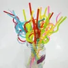 Disposable Cups Straws Colorful Plastic Drinking Love Creative Shade Art Long Flexible Wedding Party Supplies Kitchen Accessories 10Pcs
