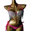 Designer Luxury Bikinis Swimwear Girls Rhinestone Shiny Dance Wear Performance Stripper Outfit Mermaid Bikini