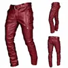 Nouveaux hommes pantalons en cuir noir/rouge/marron Fi hommes Dance Party pantalon décontracté grande taille 5XL M1RP #