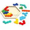 Intelligensleksaker Hexagonal träpussel IQ Spelutbildning Toys For Children Barn Vuxna TANGRAM BOARD Brain Teaser Montessori gåvor 24327