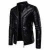 Veste Slim pour hommes Fi couleur unie moto vestes d'hiver chaqueta hombre coupe-vent veste en cuir noir kurtka skorzana 52wd #