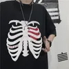 고트 남자 여자 T 셔츠 공포 두개골 그래픽 짧은 슬리브 티 Y2K 패션 펑크 힙합 스트리트웨어 대형 티셔츠 옷 240327