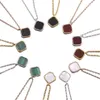 Collier trèfle à quatre feuilles, ensemble de bijoux de créateur, pendentif, bracelet, boucle d'oreille, or, argent, nacre, fleur verte, Ne331H