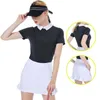 Women Golf Shirt Summer Short Sleeved T-shirt Ladies Lapel Collar Tops High Waist Skirt Slim Clothing Suit