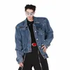 cul och tur fi trend kort chaqueta män oregelbunden design axel dyna denim jacka senior punk vinterjacka män kläder q3ys#