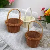 Cestini portaoggetti Cestino Cestini per ragazze di fiori Manico in tessuto per matrimoni Rattan Pasqua Matrimoni Conservazione Caramelle rustiche Bianco Salice da picnic