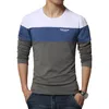 Våren ny ankomst herr t-shirt fi o nacke lapptäcke lg hylsa t-shirts casual herrkläder trend smala fit topp tees n5gq#