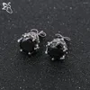 Ohrstecker Schwarz Ohr Mit Stein Runde Brincos Kristall Edelstahl Earing Piercing Punk Für Frauen Männer Körperschmuck