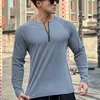 loose T-Shirts Casual Men's Clothing 2024 Exercise Breathable Lg Sleeves Run Sportswear Zipper T-Shirt Man Clothes Large Size z9cq#