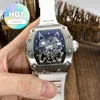 Designer Luxus RM Armband Uhrenherzwachen Uhr Bewegung Automatische Herren Mechanik Uhr Skelett Zifferblatt Japan Miyota