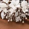 Hair Clips Silver Headwear Women Comb Ceramic Flower Headpieces Wedding Leaves Elegant Fascinators Jewelry