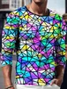 fi Primavera e autunno uomo lucido manica Lg Top stampa 3D geometria creativa T-shirt tendenza girocollo camicia di alta qualità o1Mp #