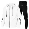 men Autumn Winter Sport Suits Casual Outdoor Zipper Jackets and Sweatpants Jogging Set Male Fleece Hoodie Tracksuit w44s#