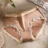 Women's Panties Modal Mid Waist Japanese Girls' Underwear For Traceless Breathable Lace Pure Cotton Antibacterial Large