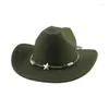 Berretti Cappello da cowboy Western Cowgirl Cappellini jazz casual per uomo Cintura solida Fascia Khaki Caffè Cappelli stile Fedora e borsalino a tesa larga Donna