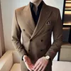 Korean Slim Fitt double breasted jacket mens clothing 2023 autumn casual business jacket office social wedding jacket 240327