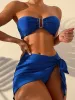 Dames Zwemkleding 3-delige bikini's Sexy bandeau-badpak Dames badmode 2022 Badpak Hoog uitgesneden Biquini Sarg Wrap Effen bikini Strandkleding L2302 18KA #