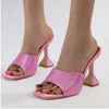 Slippers Sandal High Heel Women Shoes Crushed Crystal Saltos Alto Femininos Unique Wineglass Outer Wear