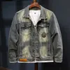 Fi Fi Nostalgic Denim Jacket Men Retro Classic Wings Sequin Design Strendy Menswear Motor Motorcycle Jacket S7C0#