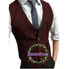 tweed Herringbe Men's Suit Vest V-neck Formal Single-Breasted Multi-Pocket Sleevel Jacket Busin Chalecos For Wedding x3Mq#