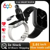 Relojes 2.01 "Auriculares 2 en 1 Reloj inteligente BT Llamada Auriculares con dientes azules Relojes Frecuencia cardíaca Deporte Fitness Pulsera TWS Auricular Reloj inteligente