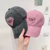 Casquettes de baseball Femmes Sweet Heart Washed Cotton Lettes Casquette de baseball Y2K Coréen Snapback Pare-Soleil Chapeau Casual Sports de Plein Air Papa Trucker Chapeaux