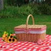 Storage Baskets Rattan Picnic Basket Woven er Outdoor Camping Storage Hamper with Handle Bread Fruit Food Breakfast Flower Orginazer Basket