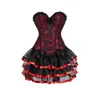 Vintage Corset Dress Overbust Bustier Top With Layered Mesh Kirt Clubwear Retro Costume 240313