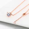 Simple Fashion Solitaire Pendant Women Jewelry 925 Sterling Silver Rose Gold Plated 5A Cubic Zircon Emerald Ruby Party Girl Wedding Clavicle Necklace Gift