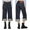 Женские джинсы, модные брендовые дизайнерские женские прямые хлопковые свободные девятиминутные брюки, закатанные ноги