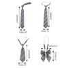 Bow Ties Adjustable Pre-Tied Necktie Korean Japanese College Gray Striped Neck Tie JK Girl Bowknot Bowtie For School Uniform