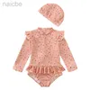 Une pièce filles mignon dos nu floral maillot de bain une pièce bébé maillot de bain bikini avec chapeau résistant au soleil plage vacances tout-petits enfants 24327