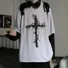 Autumn New Trend Ins Dark Hip-Hop Cross Drukuj luźne, duże dwuczęściowe koszulki LG-Sleeved dla mężczyzn i kobiet P1O5#