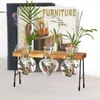 Vases Plante Terrarium Vase Clair Avec Bureau En Bois Verre Planteur Hydroponique Pour La Maison Jardin Décor De Mariage