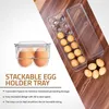 Bolsas de joyería Contenedor de huevos 14 con soporte de manija de tapa para bandeja de almacenamiento de refrigerador (paquete transparente de 2)